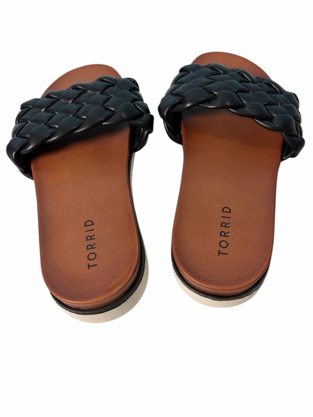 Torrid Braided Single Band Slide Sandal Black Sz 8 Wide Beach Resort - Picture 2 of 9